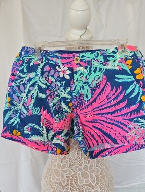 Lilly Pulitzer Navy, Pink & Teal Tropical Print Shorts
